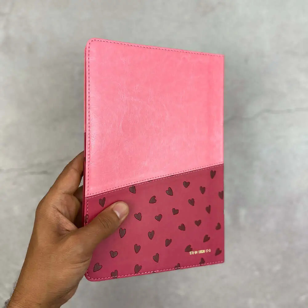 Biblia Reina Valera 2020 ultrafina imitación piel Delicadeza rosa/rosa corazones