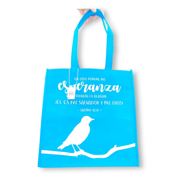 Bolsa de tela Tote bag azul. Esperanza
