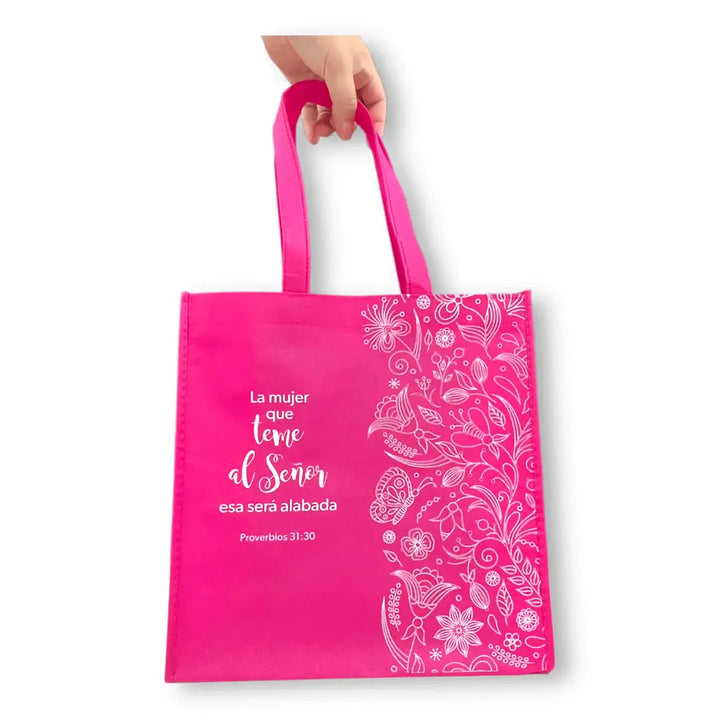 Fuchsia Tote Bag: A Woman Who Fears the Lord