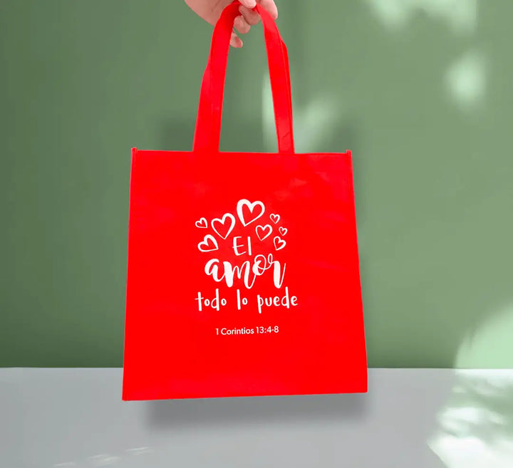 Bolsa de tela Tote bag roja. El amor
