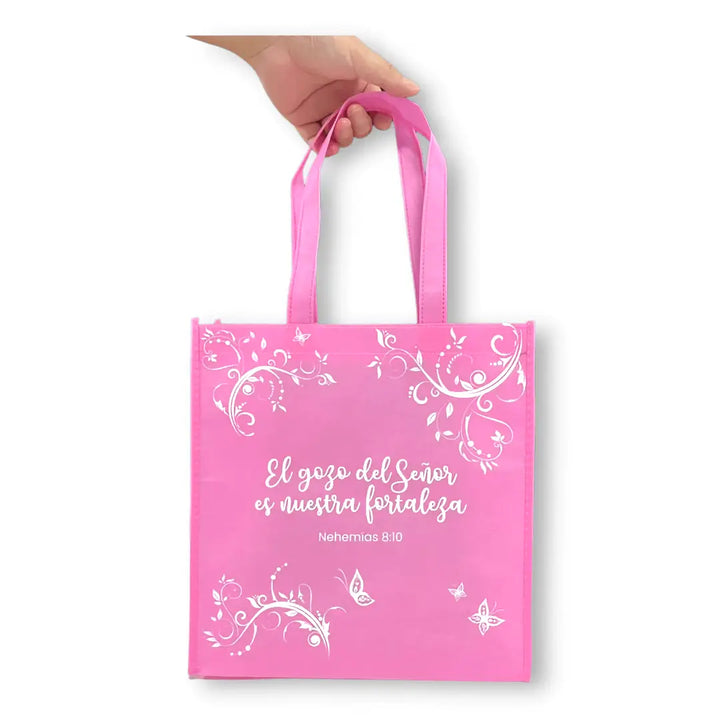 Bolsa de tela Tote bag rosa. El gozo del Señor