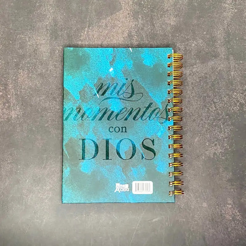 Libreta devocional con anillas: Mis momentos con Dios. Modelo Elegancia Azul
