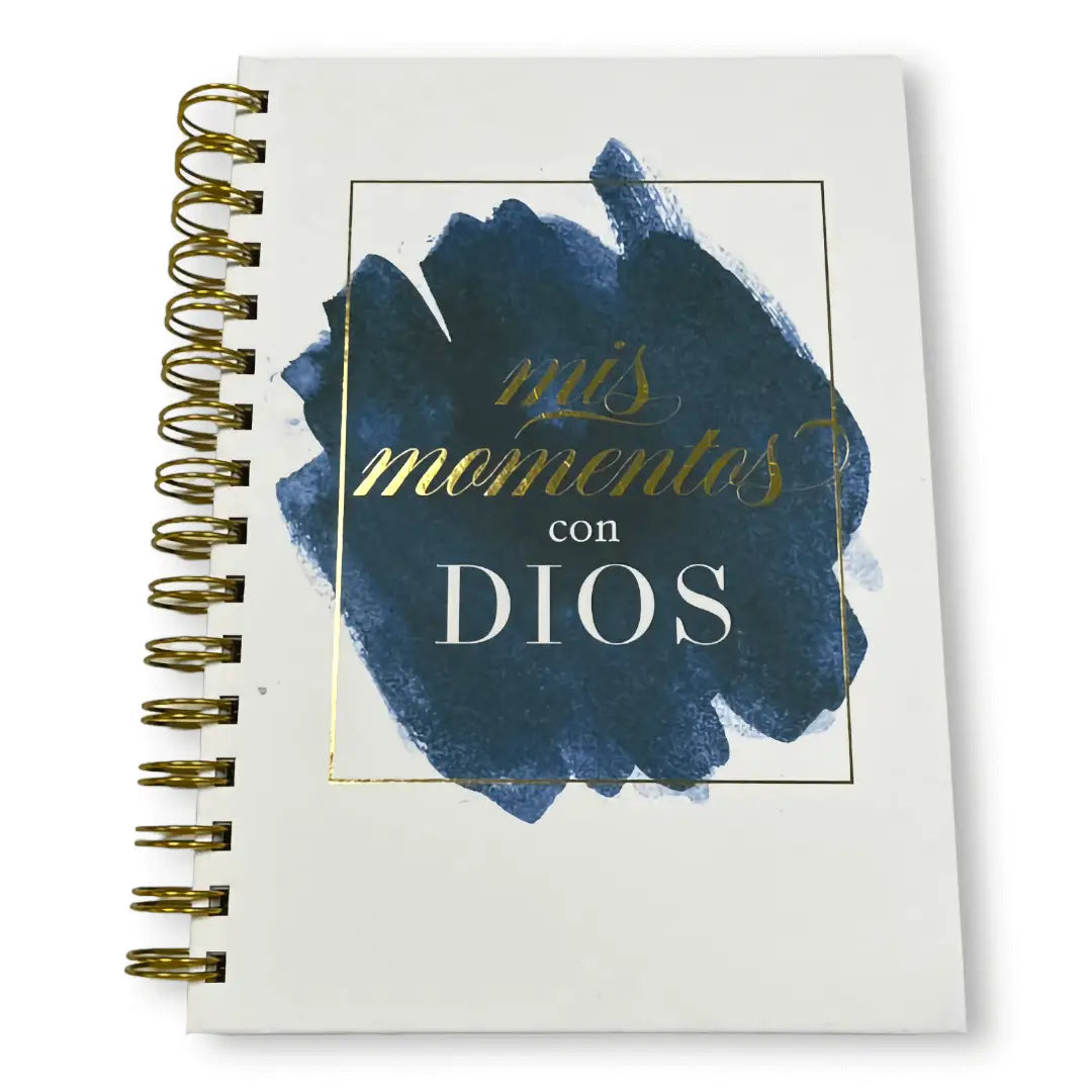 Libreta devocional con anillas: Mis momentos con Dios. Modelo Elegancia Azul